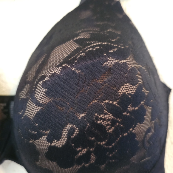 Soma Vanishing Back Bra 38DD Black Lace/Cream Full Coverage Underwire Padded - Picture 3 of 5